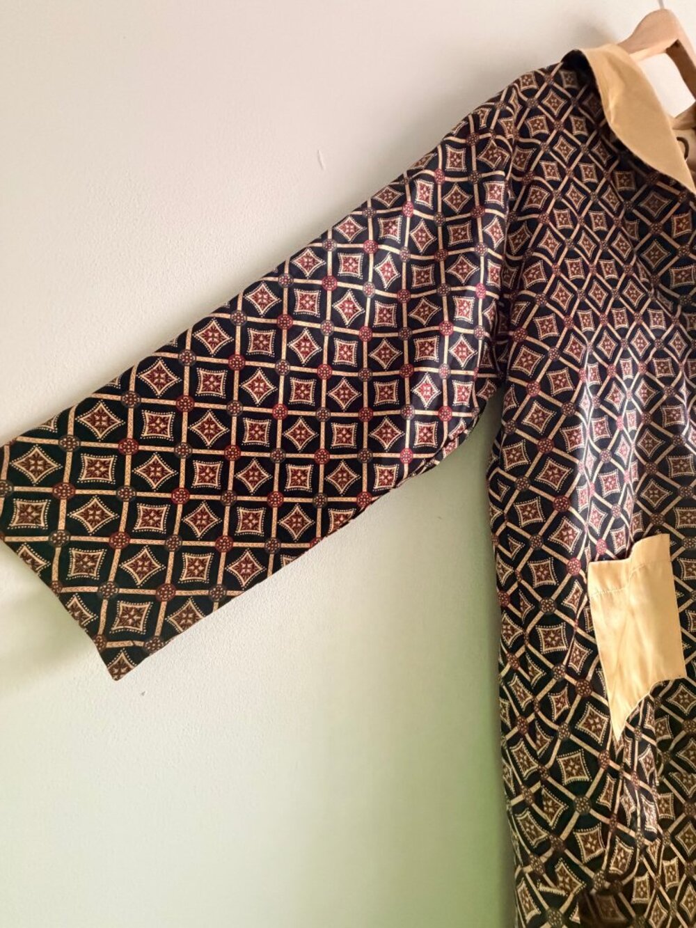 Versailles Vintage L Geometric Satin Pajama Set Top Pants Womens Luxury Satin - Picture 5 of 11